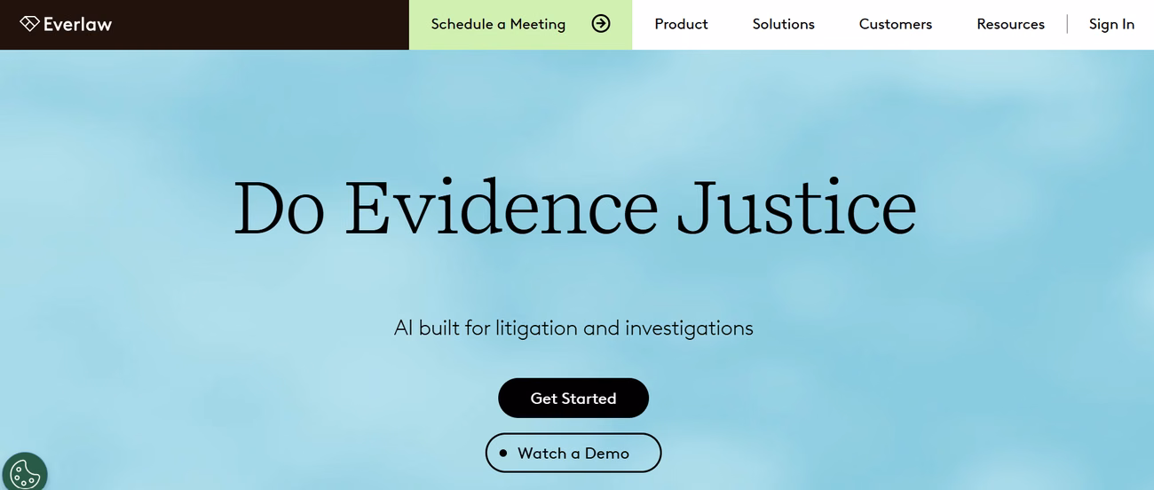 Everlaw homepage, showing its eDiscovery platform for litigation and investigations