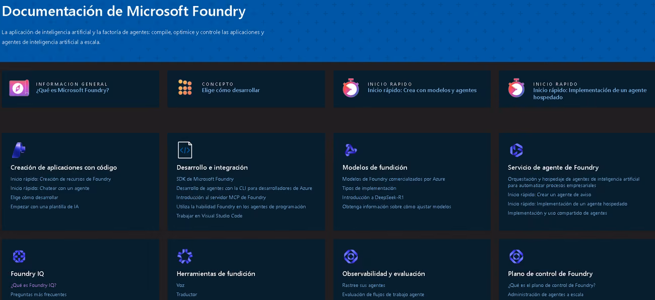 Documentación de Microsoft Foundry en español, con las guías de inicio rápido
